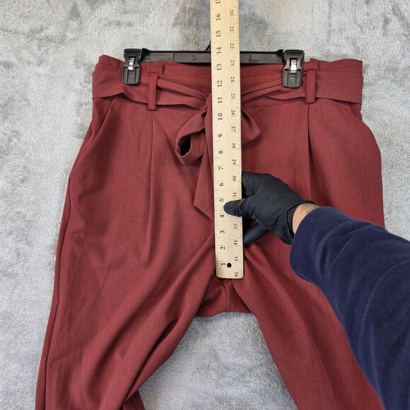 Torrid Pants Womens 10 Red Paperbag Waist Belted Tapered Dress Trouser Workwear - Picture 4 of 12